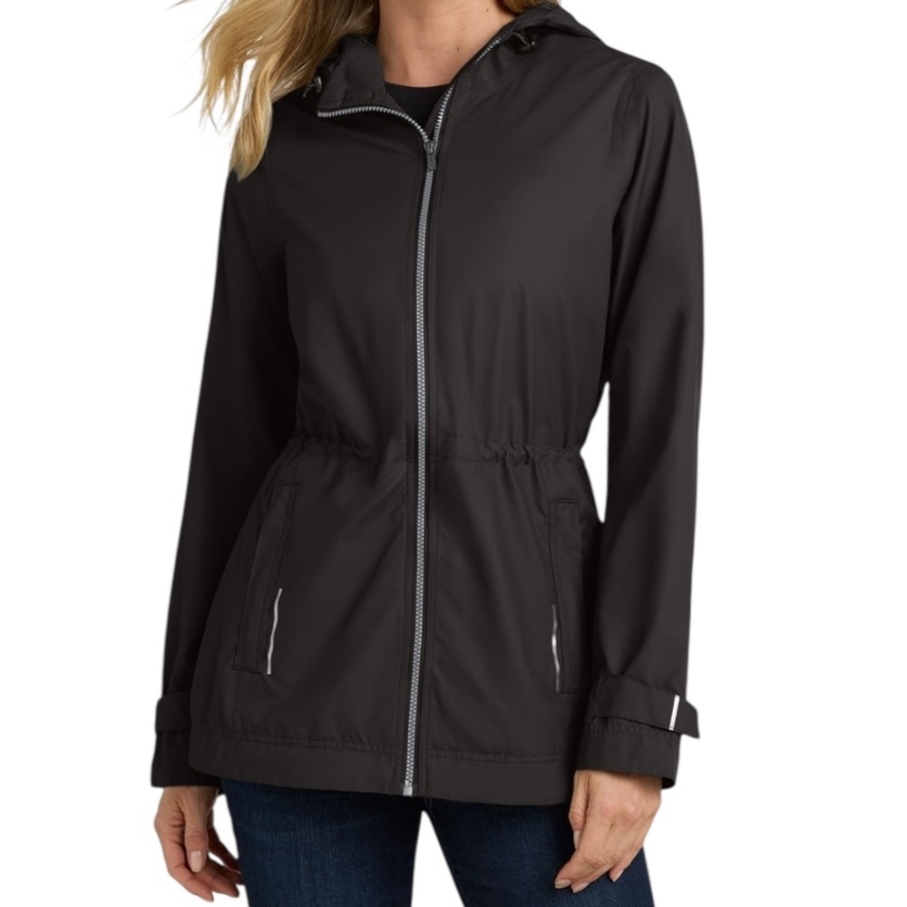 Port Authority Black Hooded "Northwest" Slicker Jacket S